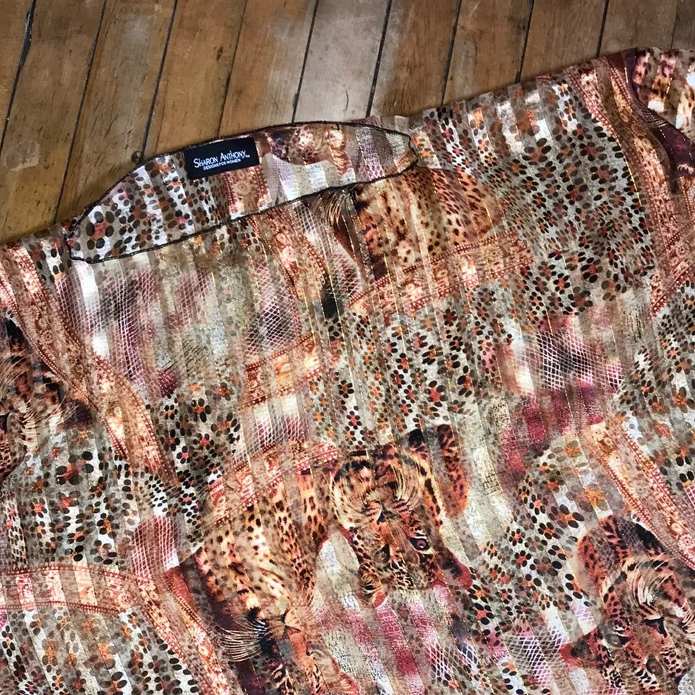 Silky Animal Print Scarf in Copper and Pink‎ Tones